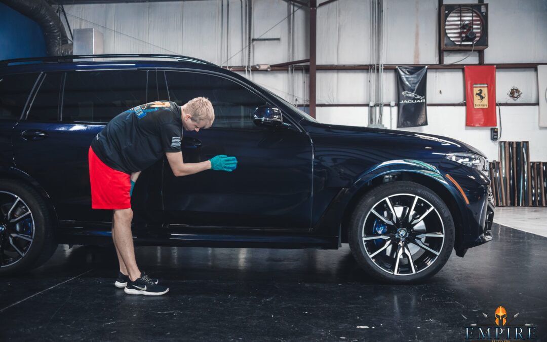 Image of a car that has been recently ceramic coated. The coating is designed to protect the car's paint from the elements and make it easier to clean.